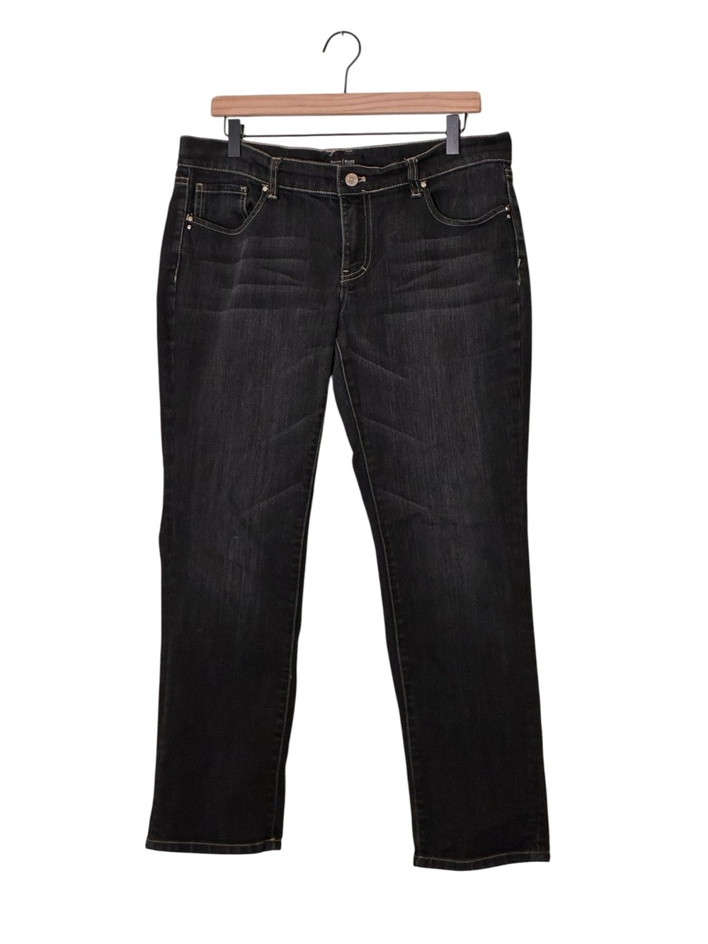 WHBM | LIKE NEW Low rise crop straight leg dark denim black jeans Noir size 12